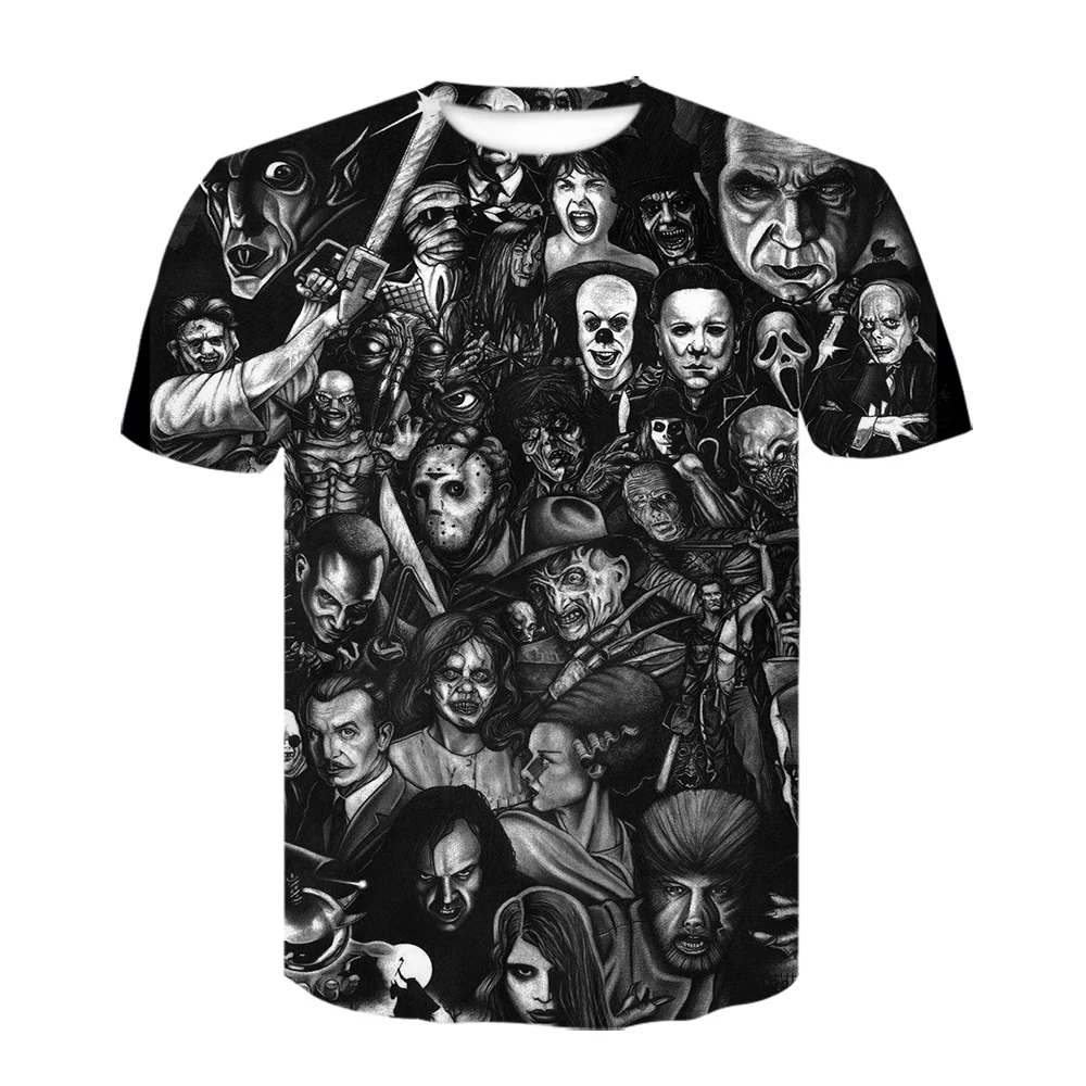 Фредди Джейсон убийц ужастиков 3D печатных футболки мужские и женские модные повседневные с коротким