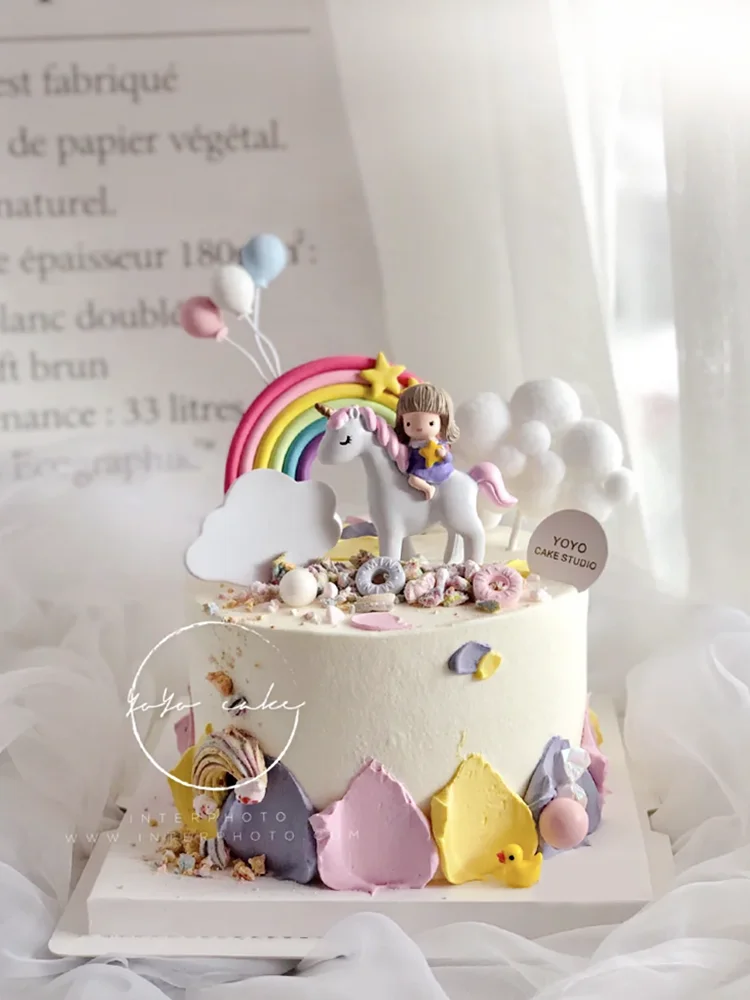 29 adornos para tartas de unicornio, decoración de pastel de arcoíris con  estrellas arco iris, bolas de unicornio, decoraciones de pastel de feliz