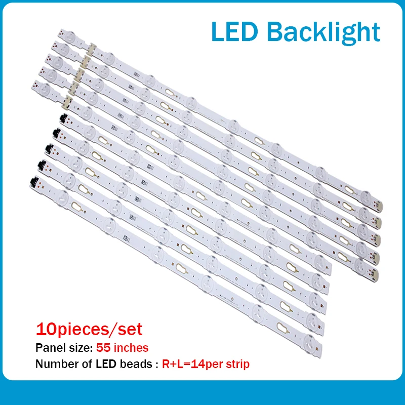 Striscia Di Retroilluminazione A Led 6 + 8 Lampade Per Samsung 55 Pollici Tv E306084/E251781 Mu6100-55Inch-R/L-8/6Ea-170724 /170724-4*1.5 Anodo Di Ric