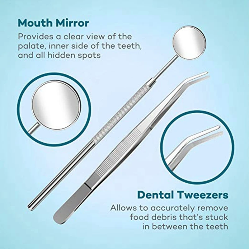 Стоматологические Инструменты Профессиональный Нержавеющая сталь, 5-в-1 полости рта гигиенический набор Уход за полостью рта набор с стоматологическое зеркало