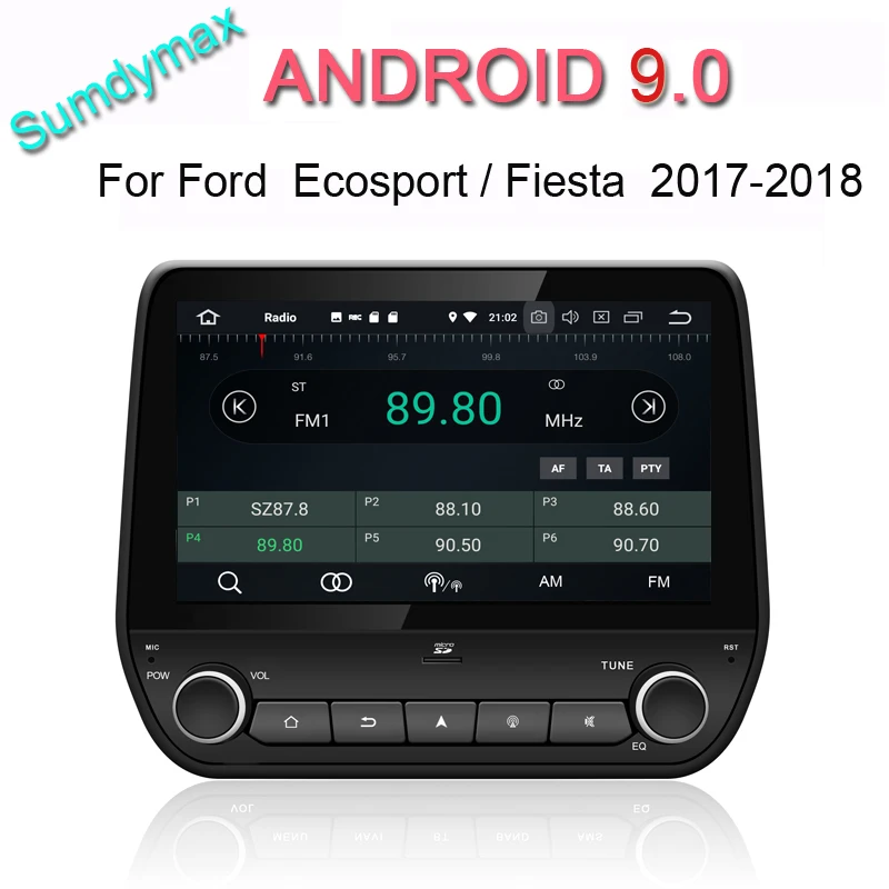 

9inch touch screen android 9.0 car dvd player for ford Ecosport Fiesta 2017 2018 car gps navigation head unit wifi octa 4G RAM