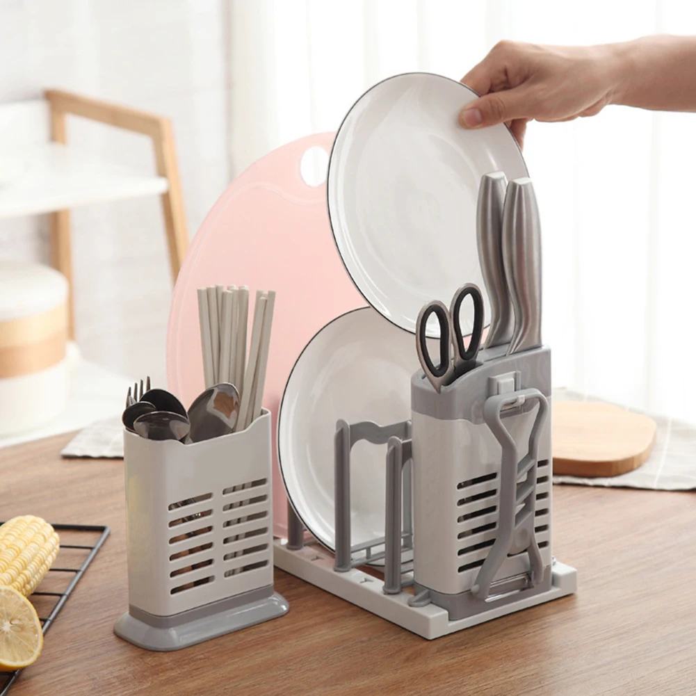 Многофункциональный держатель для хранения тарелок палочек еды полка мытья