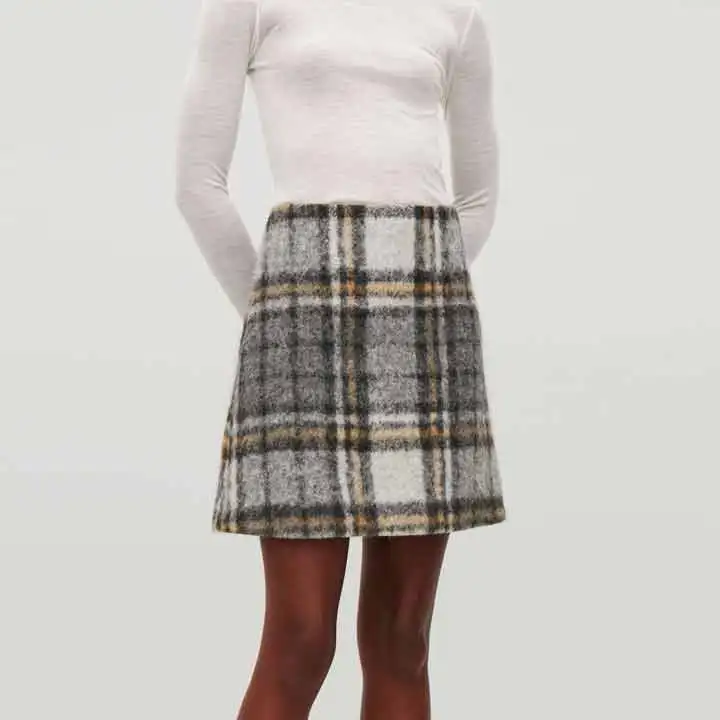 

Women's Woolen Plaid Retro Skirt Autumn And Winter Female A Line High Waist Skirts For Women