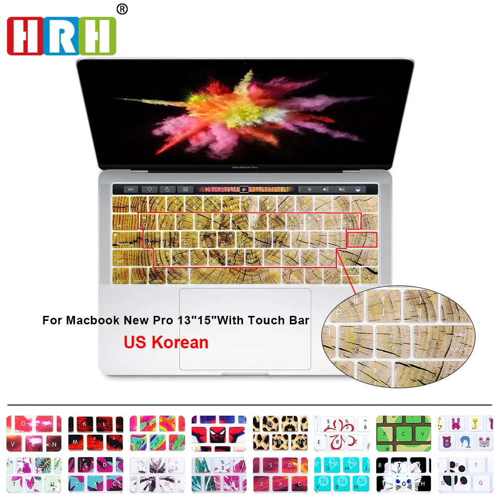 Корейский силиконовый чехол для клавиатуры HRH наклейка Macbook Pro 13 дюймов 15 A1706 A1707