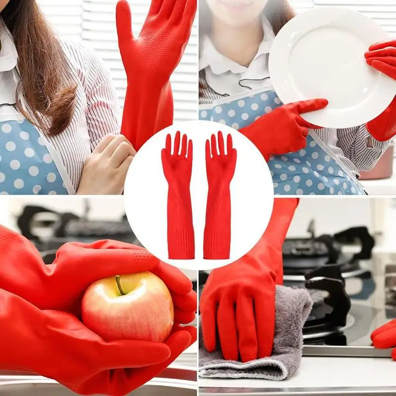 thumbnail image 2 of Eopzo 2-Pair Waterproof Safety Gloves - Long Sleeve Latex Rubber Gloves For Kitchen, Bathroom & Garden 2 of 13