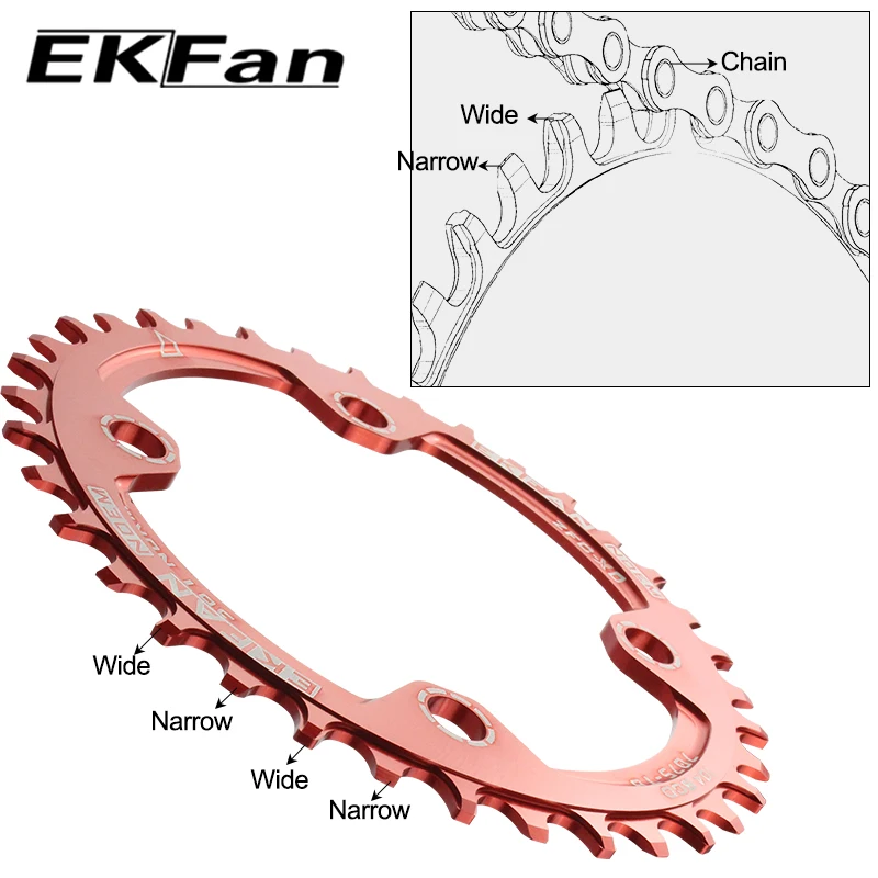 EKFan 104BCD круглая шатунная пластина 30T 32T 34T 36T 38T для велосипедных колес фиолетовая и