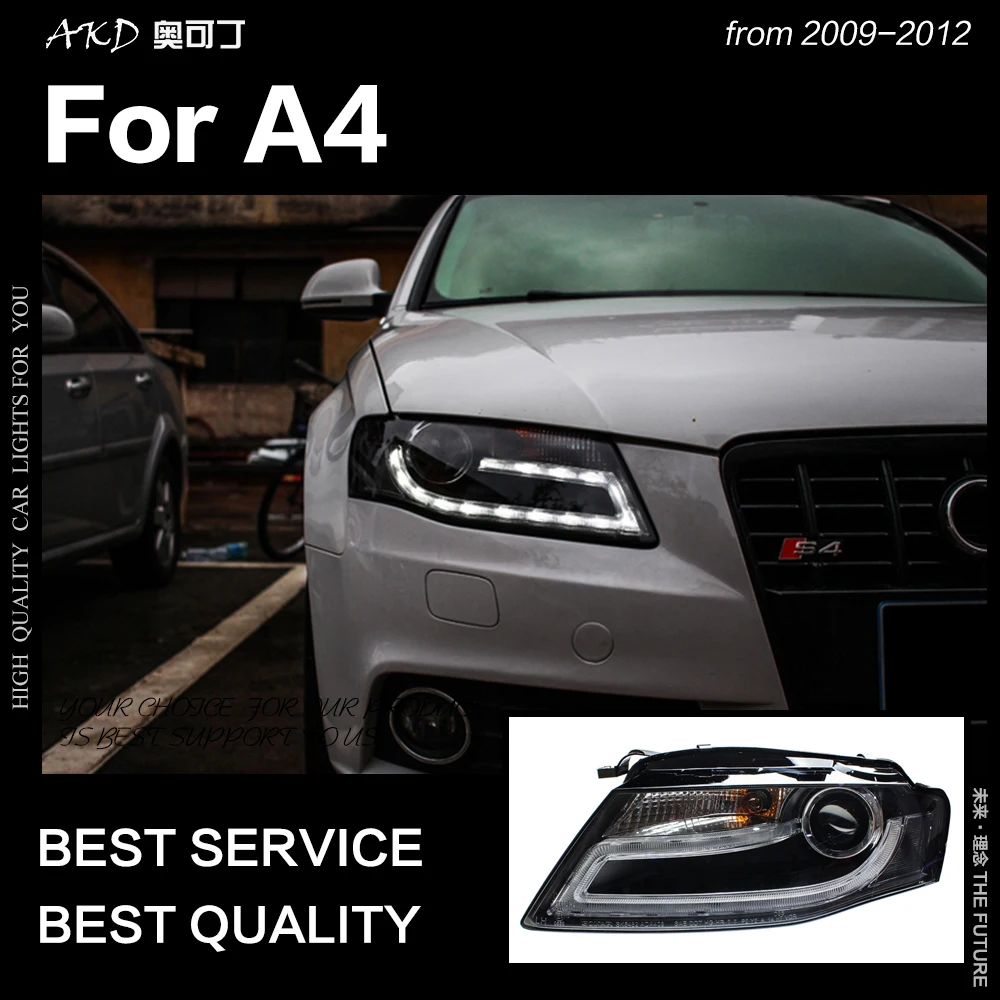 AKD автостайлинг для A4 фар 2009 2012 A4L B8 седан фары DRL Hid ангельские глазки Биксеноновые