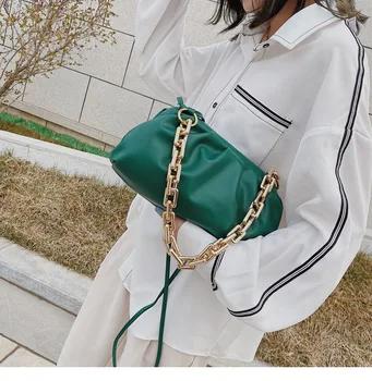 

2020 new fashion thick chain shoulder cloud bag fashion simple and wild portable fold armpit bag women handbags shoulder bag
