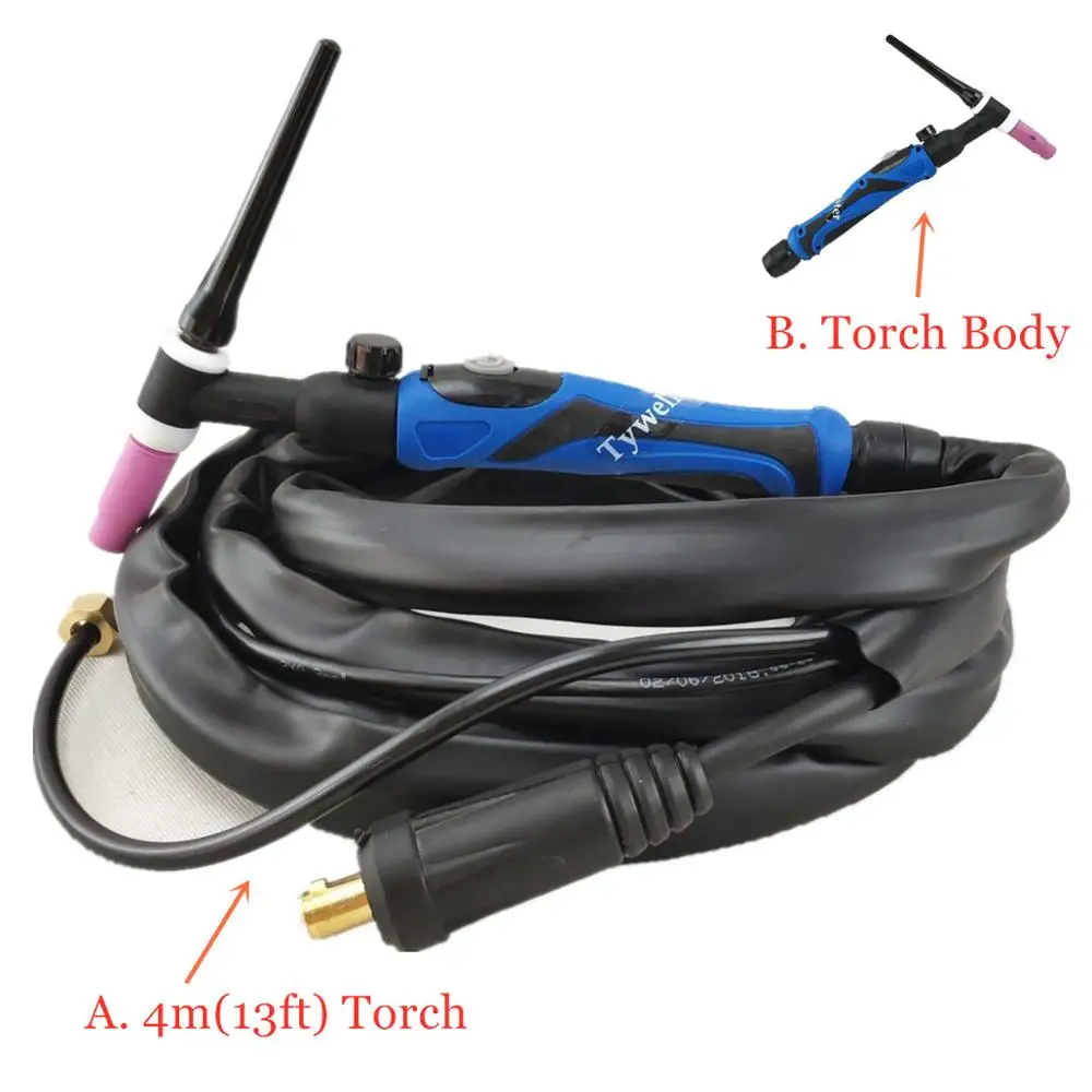 WP26V TIG Torch GTAW Gas Tungsten Arc Welding Torch A-200 Valve Argon 4m 13ft Air Cooled Torch of 1