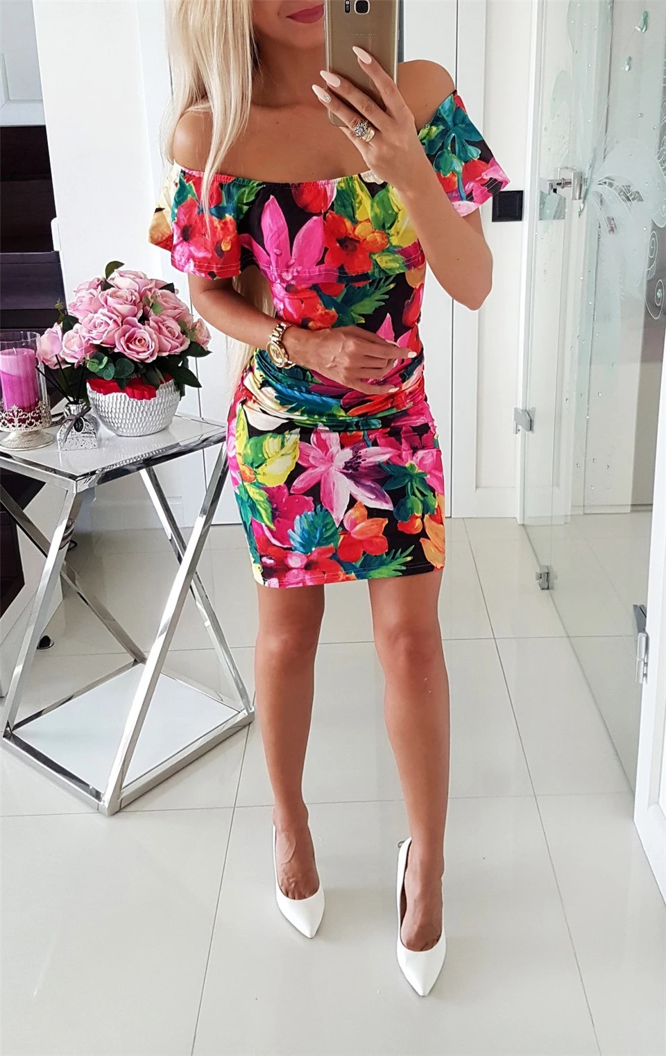 Женское лоскутное платье в обтяжку, дизайн с открытыми плечами ...