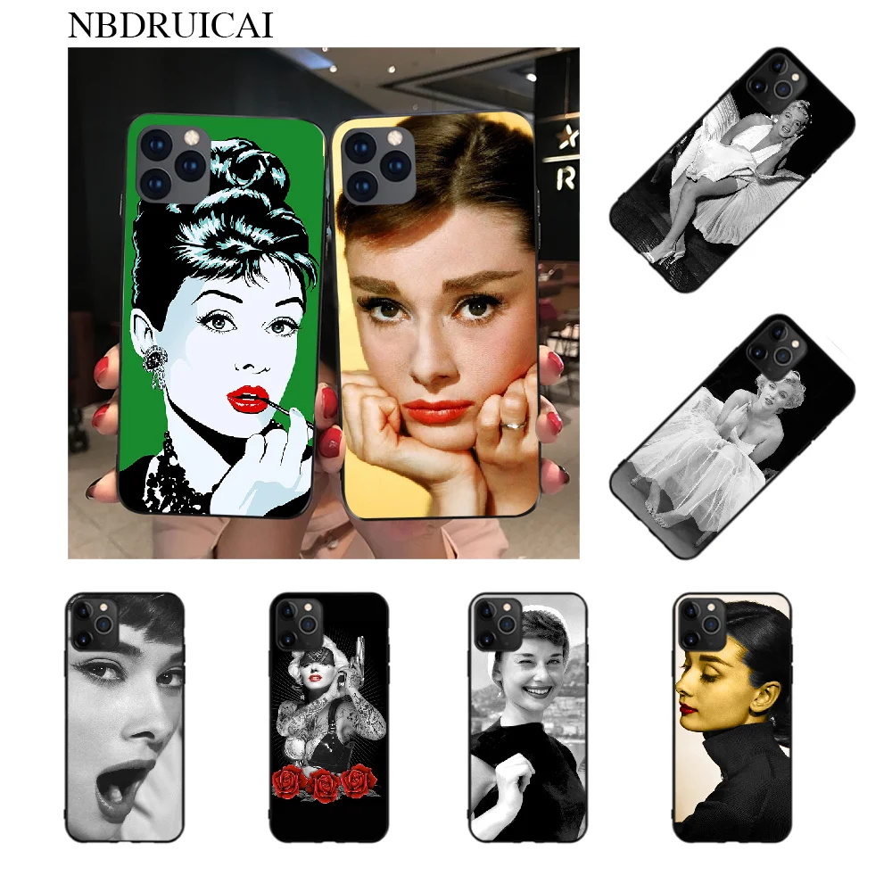 NBDRUICAI Одри Хепберн Мэрилин Монро мягкий черный чехол для телефона iPhone 11 pro XS MAX 8 7 6