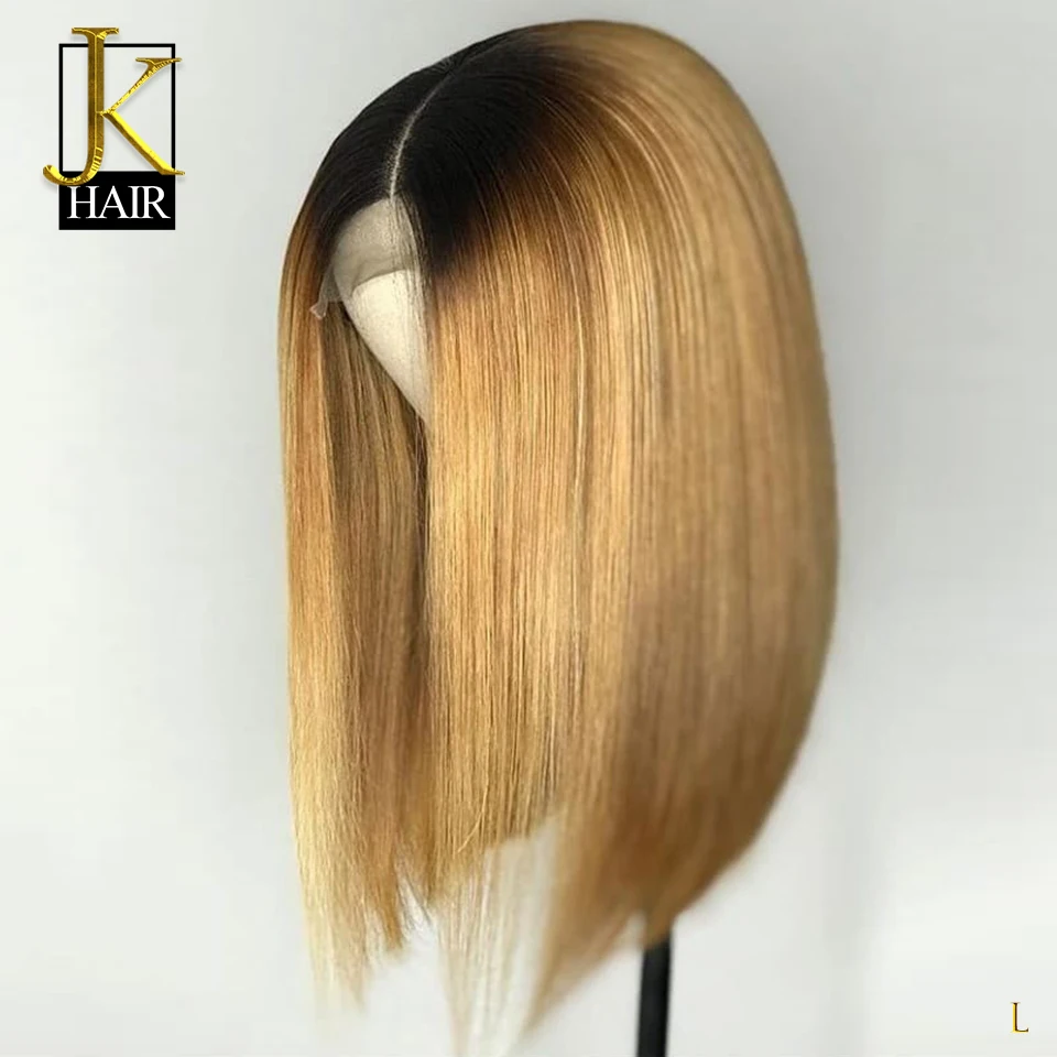 130% 13*4 прямые короткие парики боб 1B/27 черный для женщин Remy бразильский кружевной