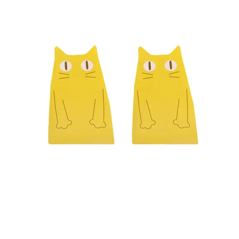 1 пара книжные концы с рисунком кота из мультфильма художественная металлическая книжная декоративная подставка книжный органайзер для дома и офиса - Цвет: Yellow