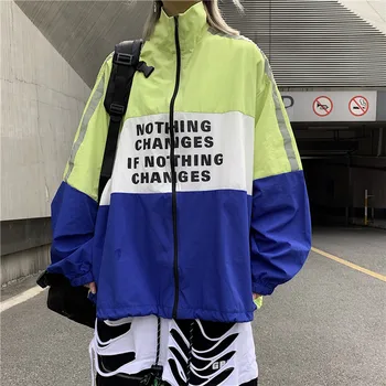 

Spring and autumn Korean Harajuku style retro loose tooling reflective sun protection thin coat men and women Jacket