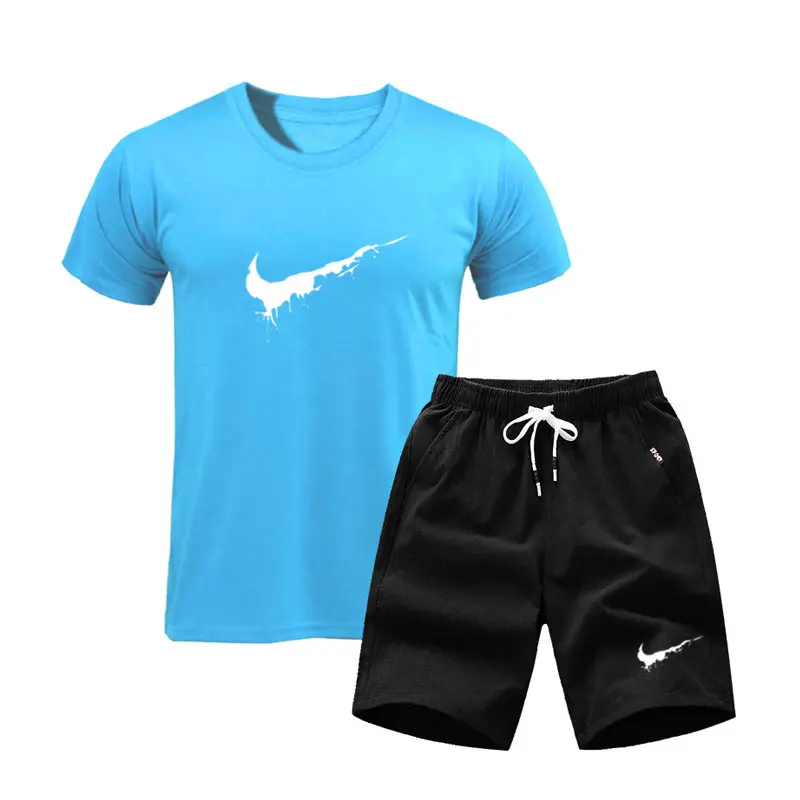 Quality Men's Sets T Shirts+shorts men Brand clothing Two piece suit tracksuit Fashion Casual Tshirts Gyms Workout Fitness Sets