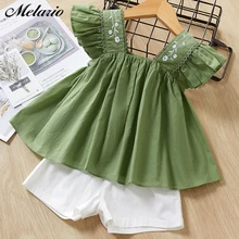 Меларио милые комплекты одежды для девочек Новая брендовая одежда для девочек комплекты одежды для детей Повседневная футболка без рукавов+ шорты, комплект из 2 предметов