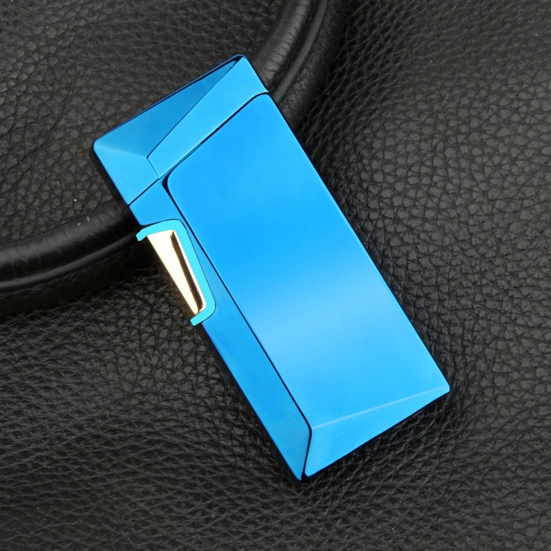 Цинковый сплав светодиодный сенсорный прикуриватель ветрозащитные Плазменные двойные дуговые зажигалки новинка электрическая зажигалка с подключением к USB гаджеты для мужчин - Цвет: Blue