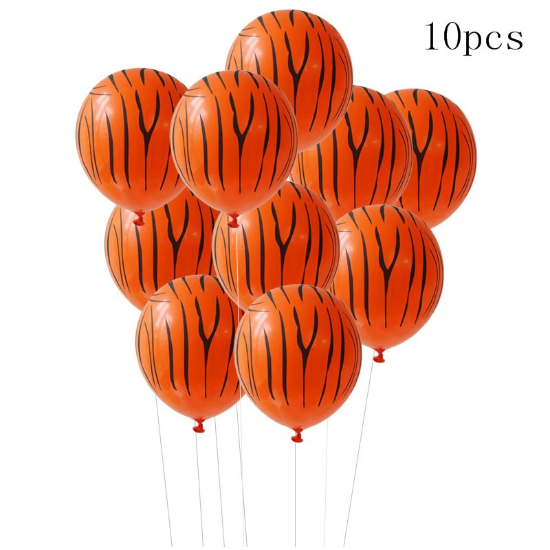 10pcs balloons-D WEIGAO белые оранжевые латексные воздушные шары с принтом животных, вечерние шары в джунглях с днем рождения, воздушные шары в стиле сафари, декор для дня рождения - Цвет: 10pcs balloons-D