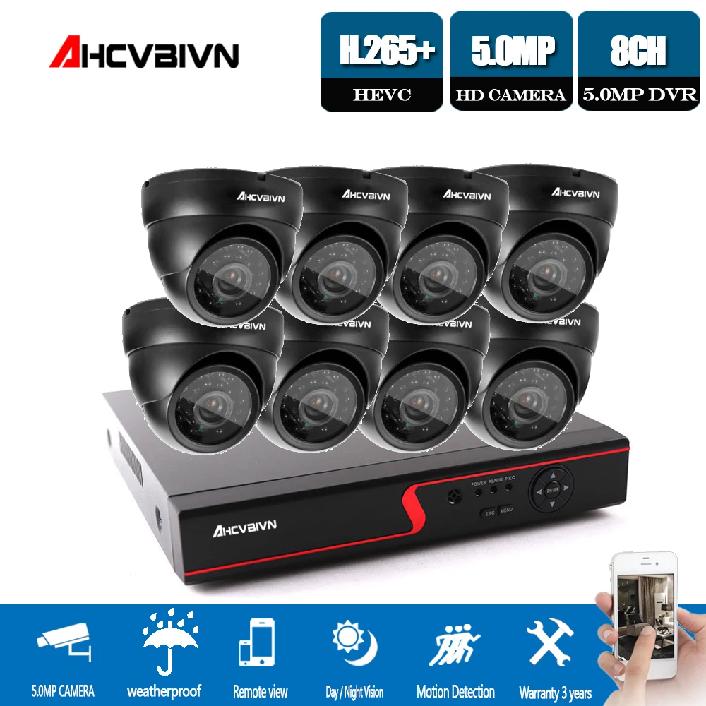 CCTV 8 шт. AHD 5.0MP камера система безопасности комплект уличная/внутренняя камера наблюдения POE порты 500 м(1650ft) Расстояние передачи
