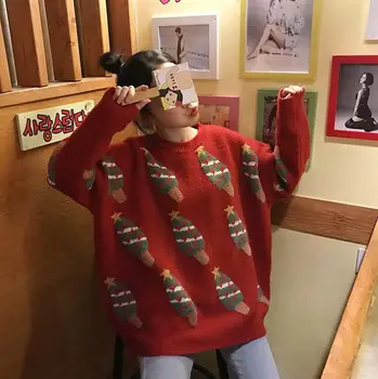 

Autumn and winter new sweet temperament long-sleeved knitted sweater women