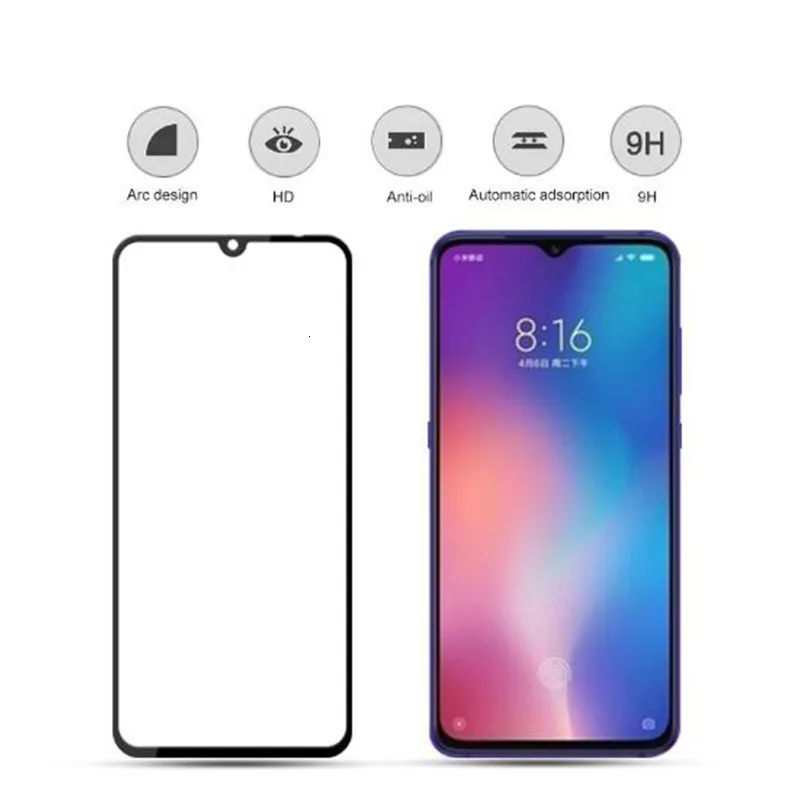100 шт 9D закаленное стекло для Xiaomi mi CC9 CC9e mi 9 SE mi 9X mi 9T mi 8 Pro mi 8 Lite Полное покрытие экрана Защитная пленка