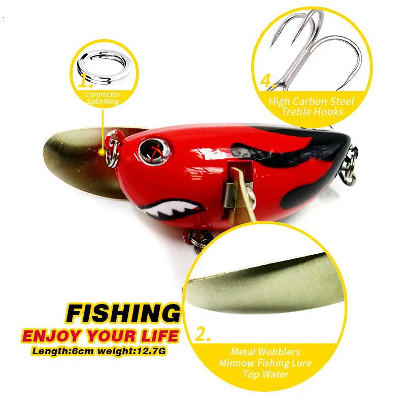

1PCS 6cm/12.7g Shark Lure Whopper Plopper Fishing Lure Artificial Popper Hard Bait Chatterbait TopWater Wobblers YU062