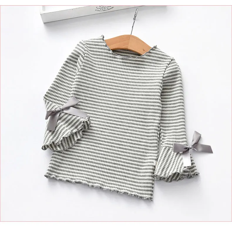 VIDMID/Осенняя хлопковая футболка с длинными рукавами для маленьких девочек; детская повседневная однотонная Удобная новая футболка; топы для девочек; 4123 02 - Цвет: as photo