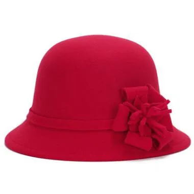 SHALUOTAOTAO тренд осень зима женские Fedoras модные цветочные украшения Sombreros элегантные винтажные женские бренды Панама шляпа новинка - Цвет: Red