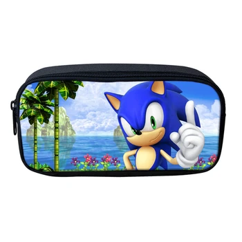 

Fashion Women Cosmetic Cases 3D Cartoon Sonic The Hedgehog Printing Pencil Case For Children Casual Boys Girls School Pencil Bag
