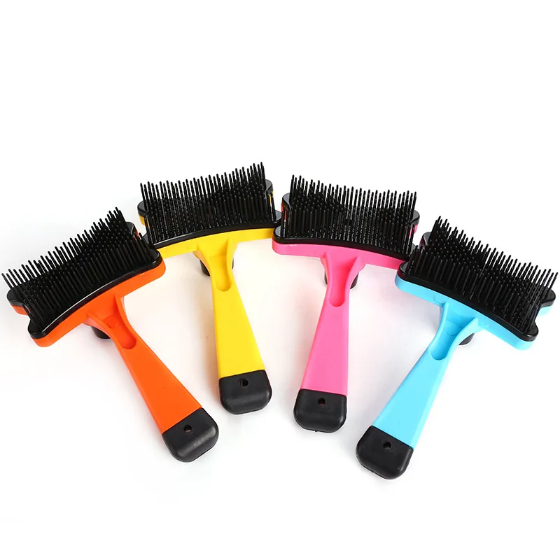 

Pet Dog Comb Dog Hairdressing Knot Dehairing Plastic Automatic Comb Dog Brush Pet Supplies Have Four Colors Are Available