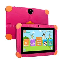 Tableta HD de 7 pulgadas para niños, Tablet con funda de silicona, carga USB, Quad Core, 1GB, 16GB, Android Touch