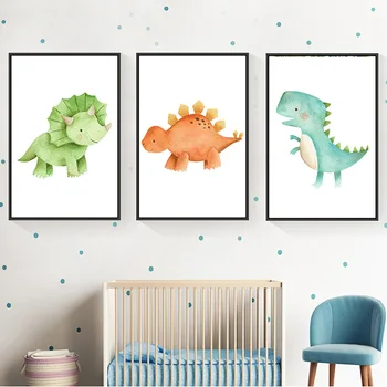 

Dinosaur Pterosaurus Rex Children's Room Baby Room Decoration HD Painting Nordic Frameless Kindergarten Modern Cartoon Animal