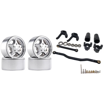 

4Pcs 1.9 Metal Classic Wheel Rims for RC Rock Crawler Traxxas TRX4 & 1 set Upgraded Accessories Steering kit