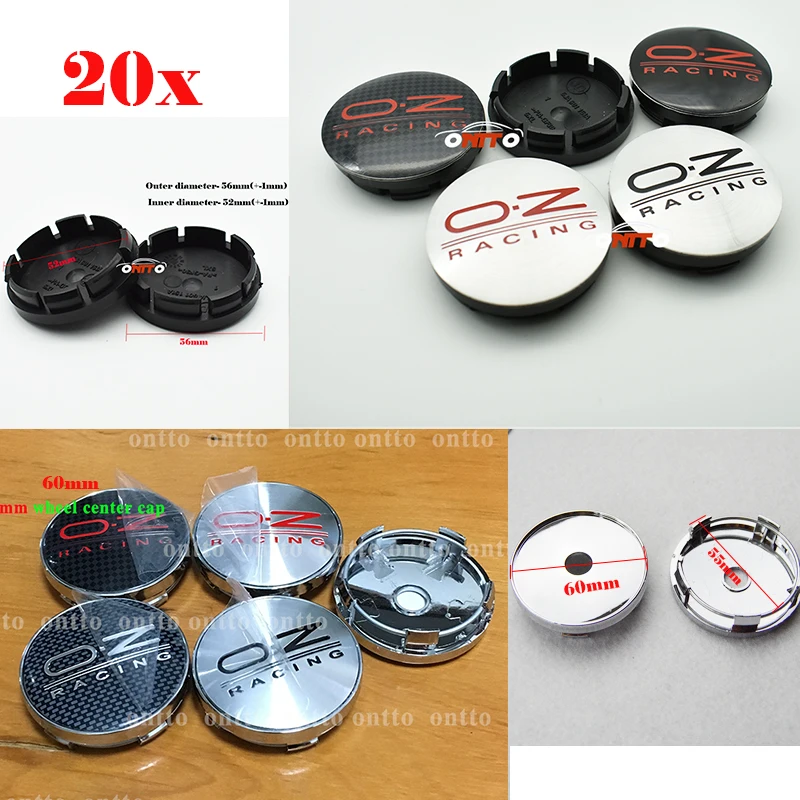 

20pcs 56mm O.Z OZ Racing Logo Car Emblem Wheel Center Hub Cap Badge Covers 60mm wheel center cap 2.2" / 2.36" Dust-proof emblem