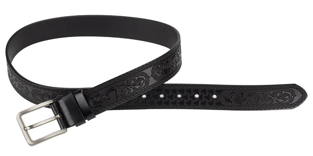 Ceinture En Cuir Avec Boucle Ardillon, Motif Floral, Pour Homme