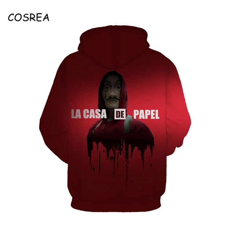 Salvador Dali Robbery Paper House La Casa De Papel Cosplay Costume La Casa De Papel Sweatshirt Hoodie Hooded Coat Jacket Red