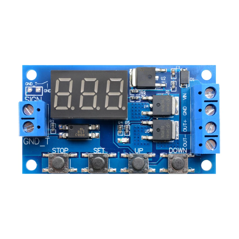 DC 12V 24V светодиодный цифровой реле задержки времени высокого уровня цикл запуска таймер задержки переключения цепь ГРМ двойной МОП-контроллер DC 5 V-30 V