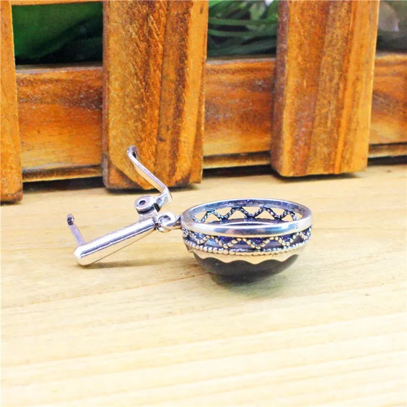 Anstory Round Dark Blue Shinning Spot Earrings For Women Antique Silver Plated Party Hollow Flower Pendant Fashion Jewelry TE352