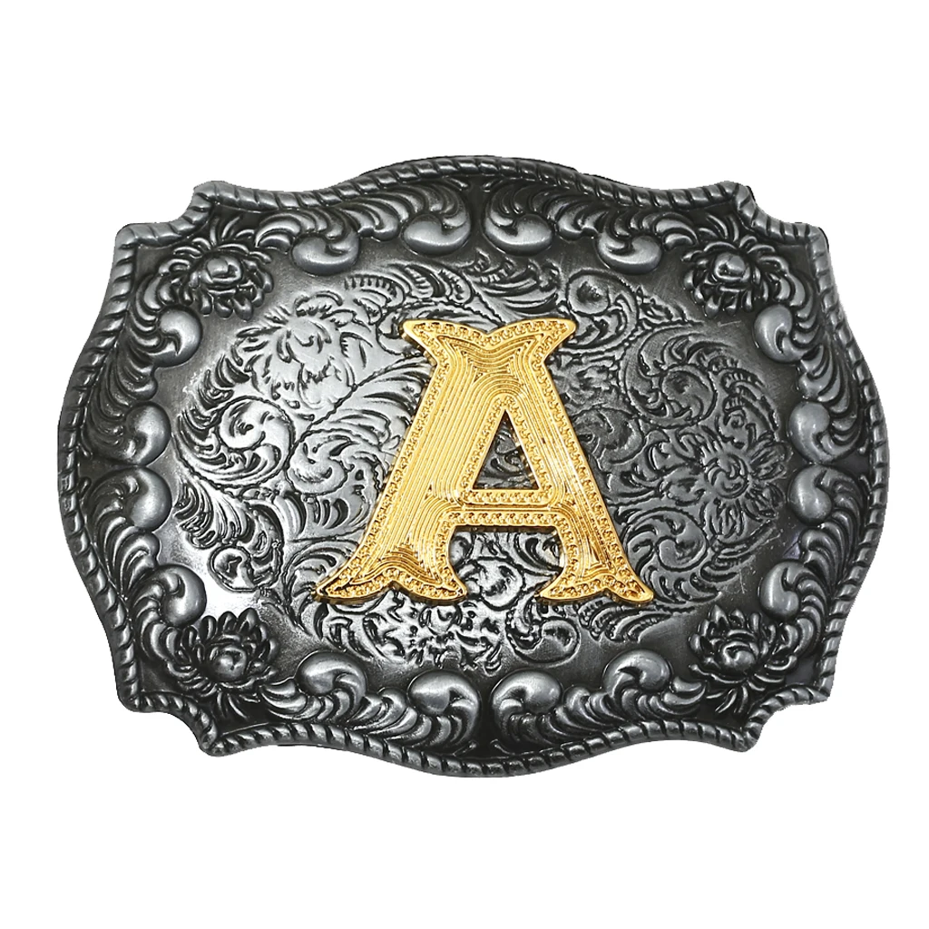 Luxurious Man Belt Buckle Novelty Women Cool Golden Initial Letters ABCDWXY-Z Mens Cowboy Waist Belt Buckle Indian Metal Buckle