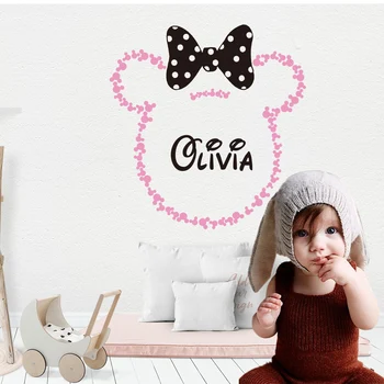

Custom Name Wall Sticker Personalised Mickey Mouse MINNIE MOUSE Vinyl Decal For Kids Room DecorationGirls Bedroom Decor