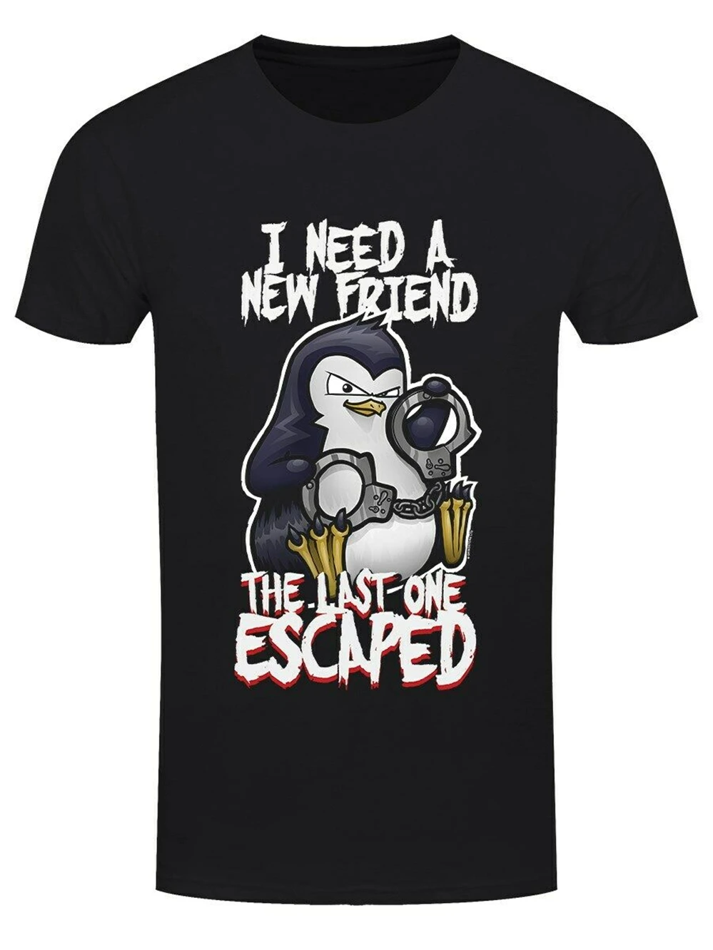 Psycho Penguin I Need A New Friend Мужская черная футболка мужская женская модная крутая |