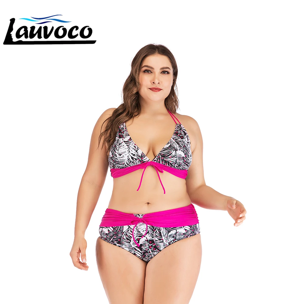 

High Waisted Bathing Suits Bikini Plus Size 2 Piece Swimsuit Women Bandage Swimwear Female Big Size 5XL Large Chest Bikini Set