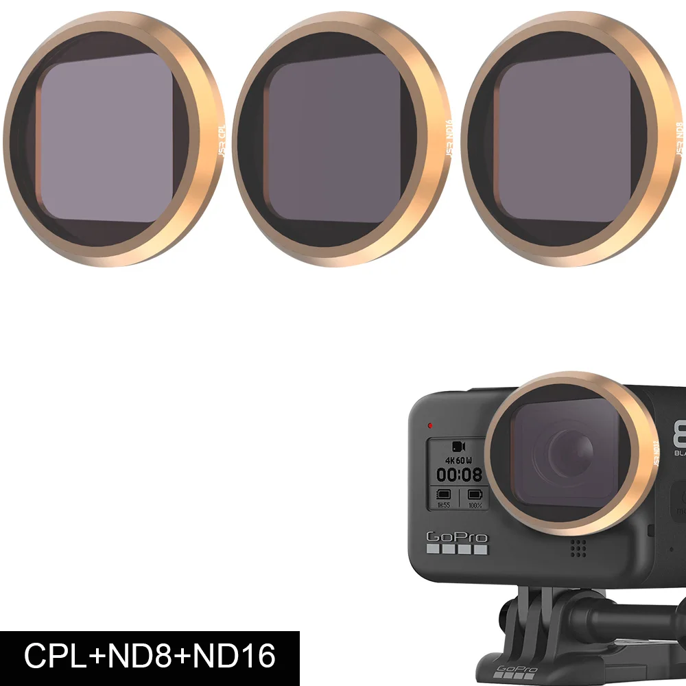 3in1 Filter Для Gopro Hero 8 Черные аксессуары фильтр CPL+ ND8+ ND16 Полярный Фильтр Защитный нейтральной плотности для Go Pro Hero8 экшн-камеры - Цвет: 3in1 Filter
