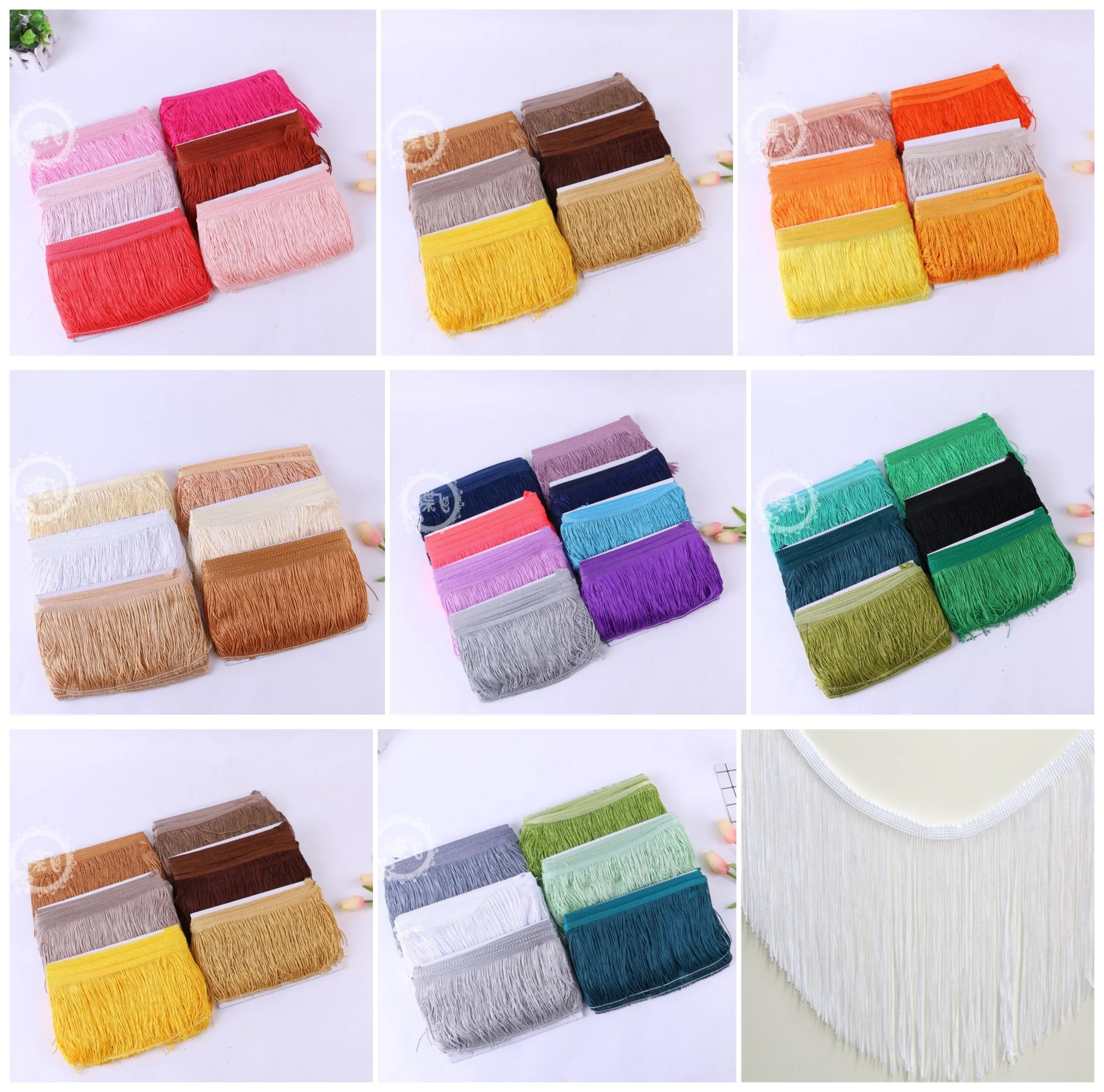 Polyester 15cm Width Tassel Fringe Trimming Lace Fabric Latin stage dance skirts garments DIY Accessories IH41
