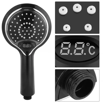 

LED Multicolor 3 Colors Water Glow LED Light Handheld Shower Head Spray with Temperature Display High Pressure Rain Showerhead