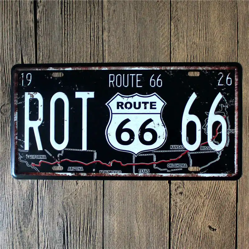 Route 66 металлическая пластина винтажная табличка для кафе украшение знак Ретро Бар Декоративное искусство настенный постер для дома Декор 15x30 см - Цвет: 9010