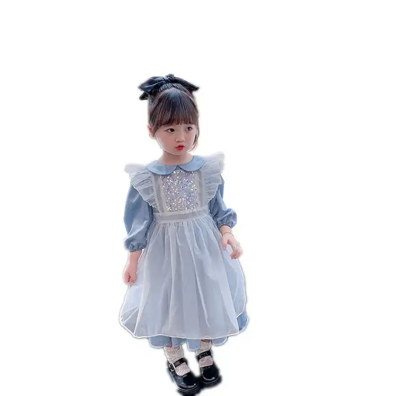 キッズガールズロリータシルクドレスでスペインビブ2個服セットスパンコール2歳の女の子服素敵な新年の服 ドレス Aliexpress