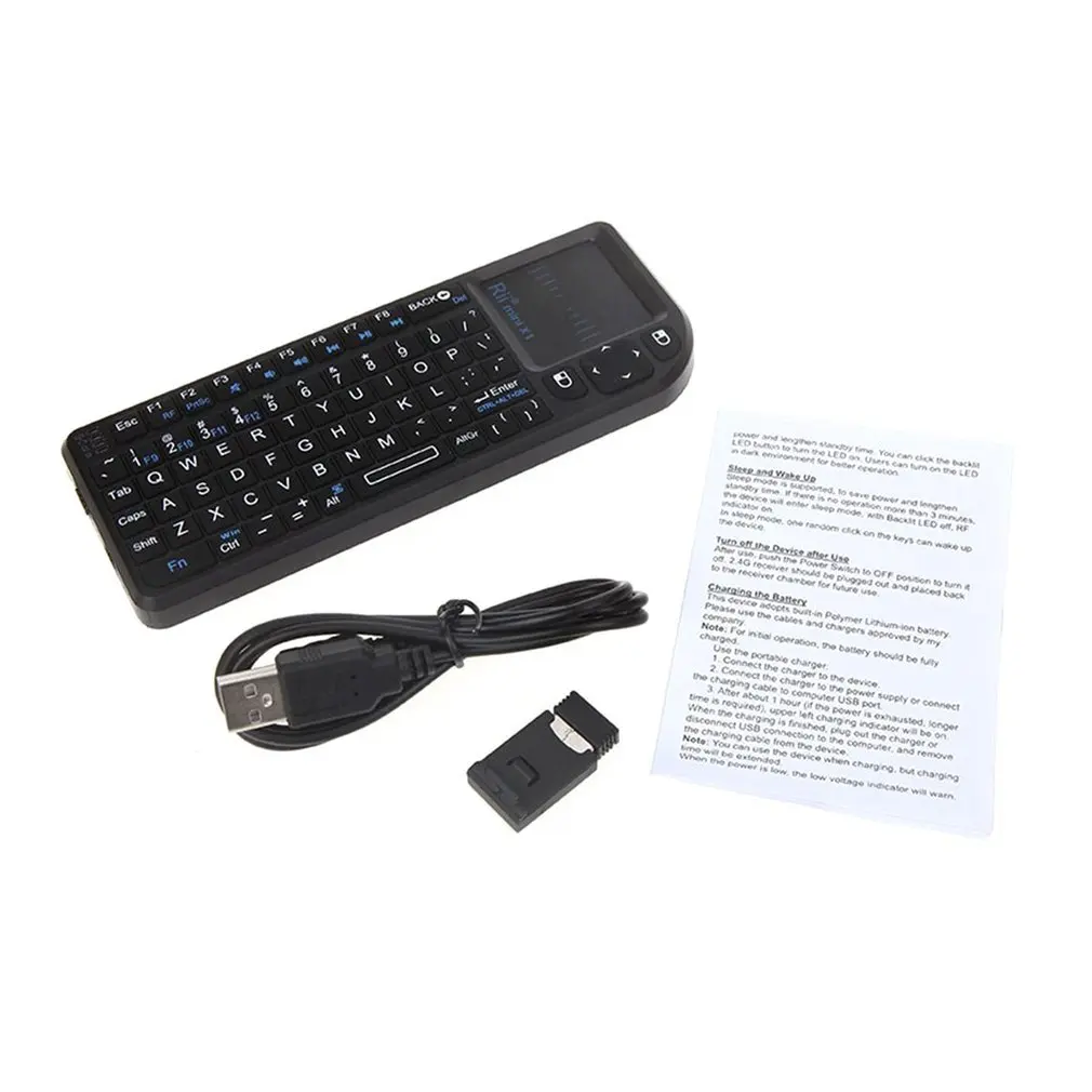 Беспроводная клавиатура Rii X1 Mini 2,4G с сенсорной панелью для Smart tv для HTPC для ПК, портативная умная мышь, игровые аксессуары