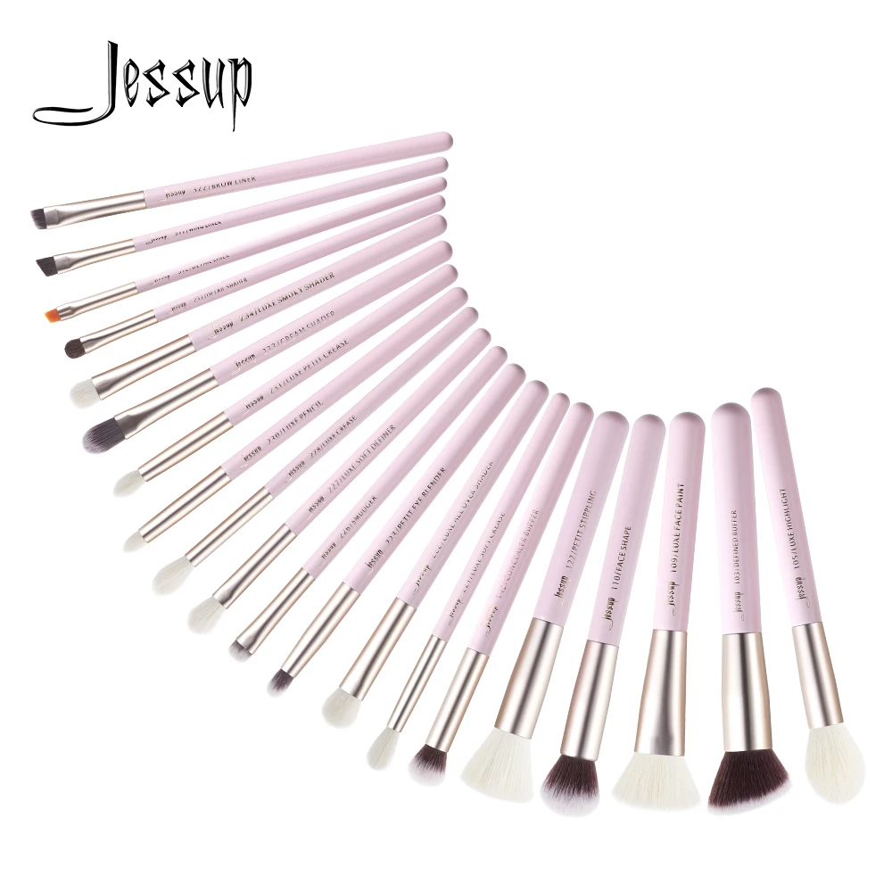 

New Jessup Makeup Brushes Set Powder Eyeshadow Blender Foundation Liner Lip Brush 20pcs Blushing Bride Natural-Synthetic Hair