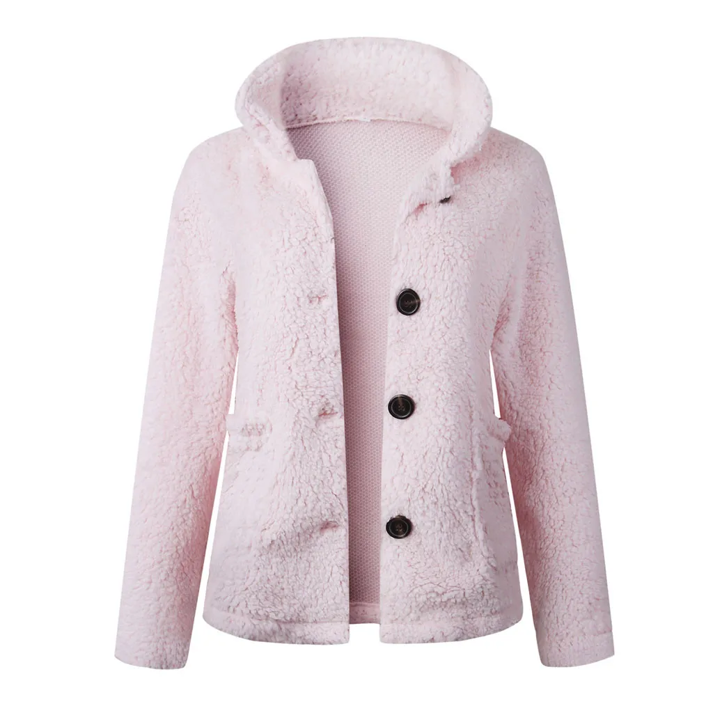 Женское пальто из искусственного меха, теплое, на пуговицах, с карманами, Фланелевое, с длинным рукавом, пальто, Зимний пуловер, пальто, верхняя одежда, chaquetas mujer, пальто#30